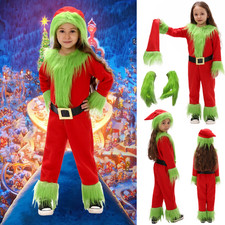 Kids Santa Grinch Costume Xmas